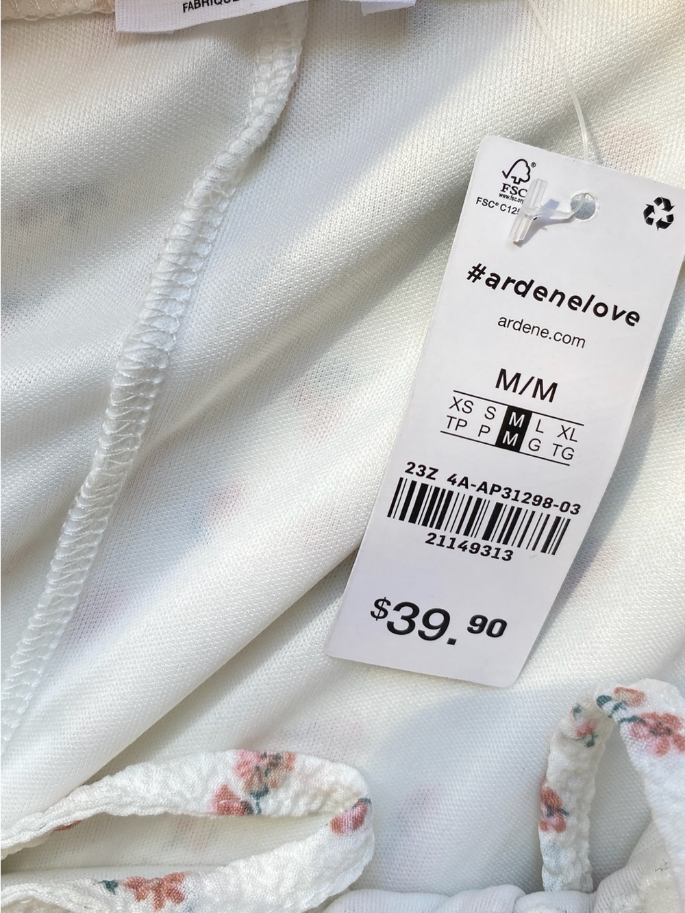 NWT Ardene White Floral Puff Sleeve Smocked Midi Dress Cottagecore Size M - Picture 8 of 15